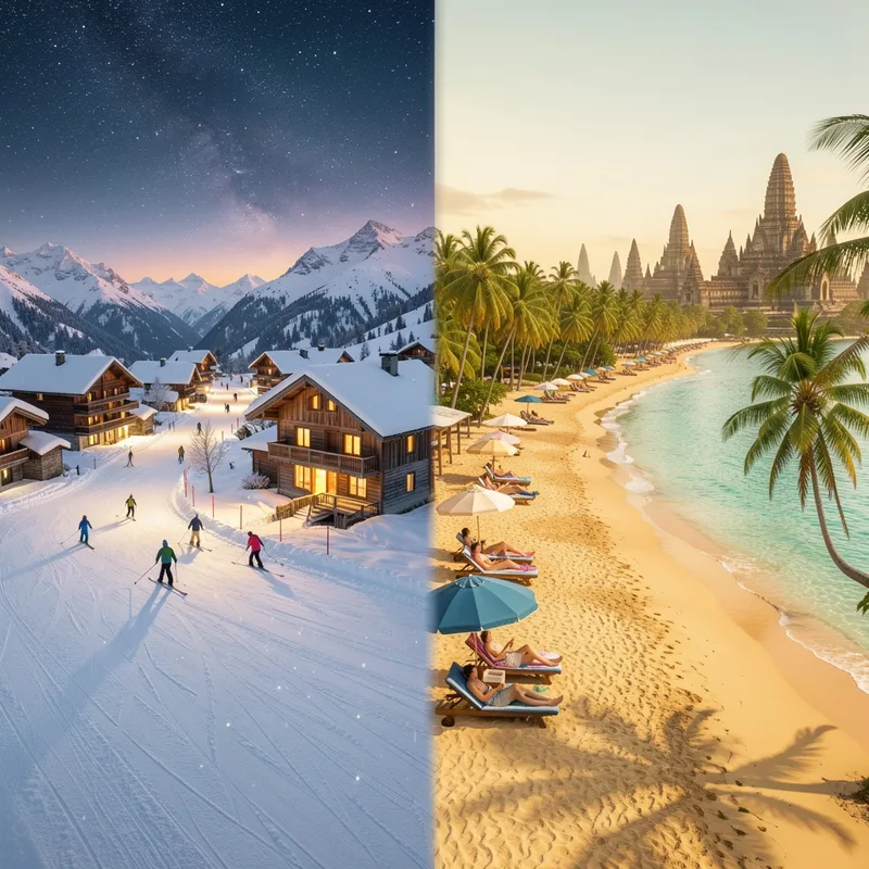 Destinations voyage hiver montagne : entre sommets enneigés et soleil tropical